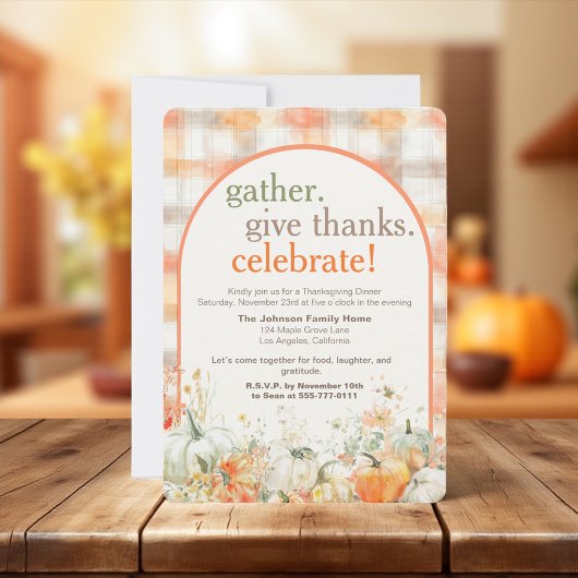 Erntedankfest-Einladung Gingham Einladung