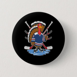 Erntedankfest Eis-Hockey Truthahn-Tag Sport Männer Button