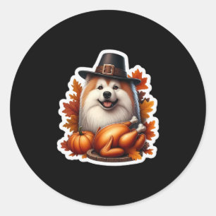 Erntedankfest Finnischer Lapphund-Hundebesitzer-Ma Runder Aufkleber