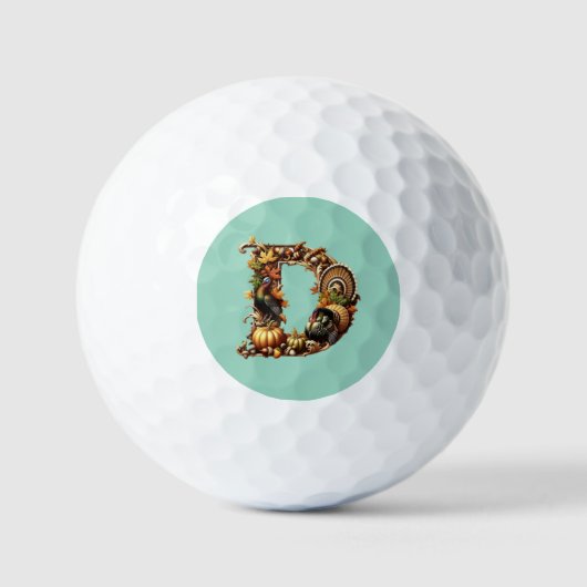 Erntedankfest-Geschenk mit Buchstabe D Golfball (Vorderseite)