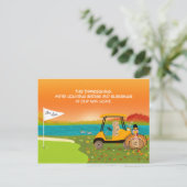 Erntedankfest-Golfwagen mit Umzugskartons Feiertagspostkarte (Stehend Vorderseite)