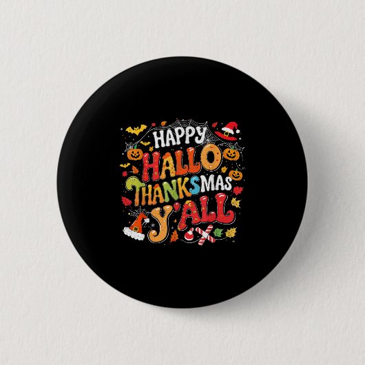 Erntedankfest Halloween Frohes Hallothanksmas Euch Button (Vorderseite)