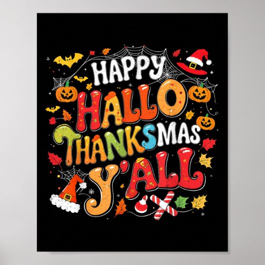 Erntedankfest Halloween Frohes Hallothanksmas Euch Poster (Vorne)