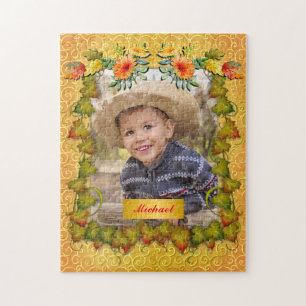 Erntedankfest Herbst Ahornblatt und Sonnenblume Puzzle