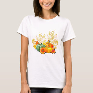 Erntedankfest Herbst Ahornblatt und Sonnenblume T-Shirt