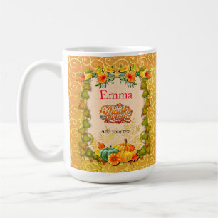 Erntedankfest Herbst Ahornblätter und Kürbisse Kaffeetasse