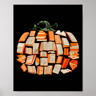 Erntedankfest Herbst Bücher Kürbisse Vintage Bibli Poster