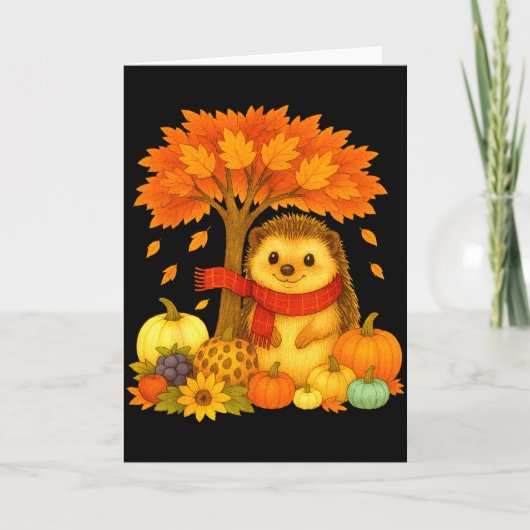 Erntedankfest Herbst Igel Blatt Herbst Baum Karte (Vorderseite)