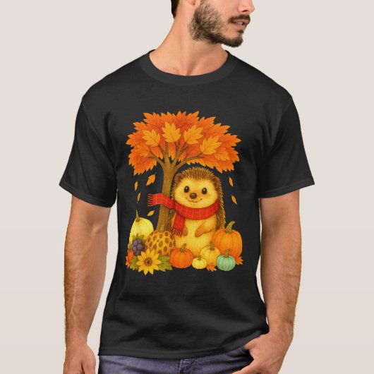 Erntedankfest Herbst Igel Blatt Herbst Baum T-Shirt (Vorderseite)