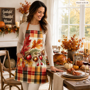 Erntedankfest Herbst Karo Küchen Schürze