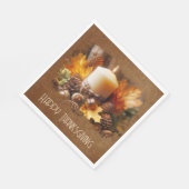 Erntedankfest Herbstkerze mit Eicheln Serviette (Ecke)