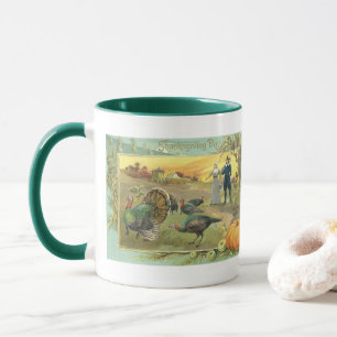 Erntedankfest im Vintage-Stil mit Truthähnen und P Tasse