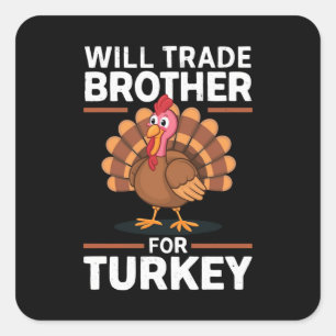 Erntedankfest-Kinder werden Bruder gegen Truthahn Quadratischer Aufkleber