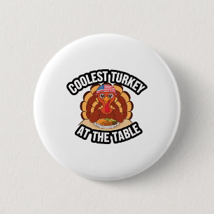 Erntedankfest Kühlster Truthahn auf dem Tisch Than Button