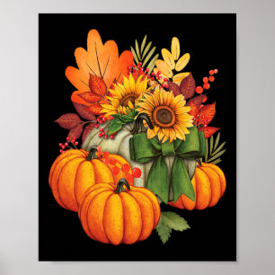Erntedankfest Kürbis Sonnenblume Herbst Ferien Poster