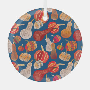 Erntedankfest: Kürbis-Vintage-Kunst Ornament Aus Glas