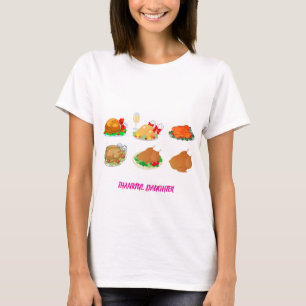 Erntedankfest-Mahlzeit Truthahn Vintage-Illustrati T-Shirt