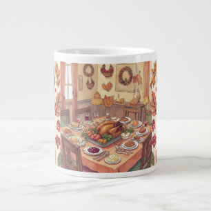 Erntedankfest-Party mit herbstlichem Muster Flora Jumbo-Tasse