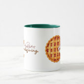 Erntedankfest-Pie-Stück Retro-Arcade-Grüner Griff Tasse (Zentrum)