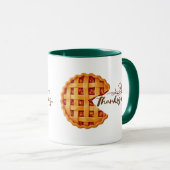 Erntedankfest-Pie-Stück Retro-Arcade-Grüner Griff Tasse (VorderseiteRechts)