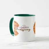 Erntedankfest-Pie-Stück Retro-Arcade-Grüner Griff Tasse (Vorderseite Links)