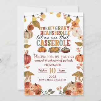 Erntedankfest-Potluck-Einladung Rustikale Herbstpa Einladung