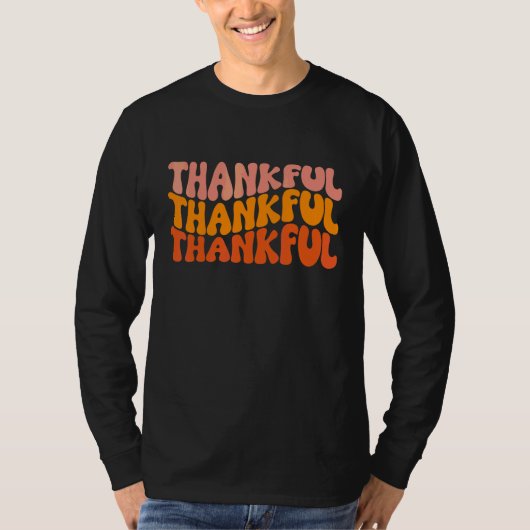 Erntedankfest Retro Wellige Dankbar T-Shirt (Vorderseite)