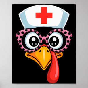 Erntedankfest-Schrub-Tops Frauen Truthahn Krankenp Poster