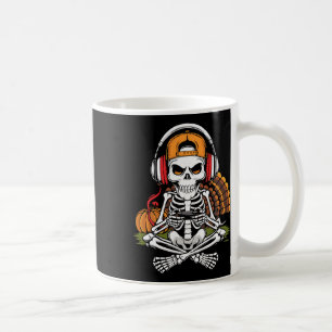 Erntedankfest Skelett Gamer Videospiel Jungen Männ Kaffeetasse