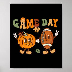 Erntedankfest Spiel Tag Kürbis Fußball Halloween F Poster