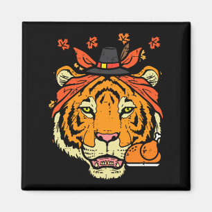 Erntedankfest-Tiger-Gesicht-Truthahn-Tag-Herbst-Fr Magnet