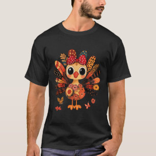 Erntedankfest Truthahn Cute Coquette Schleife Mädc T-Shirt