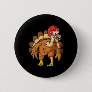 Erntedankfest Truthahn Defensive End Football Jung Button