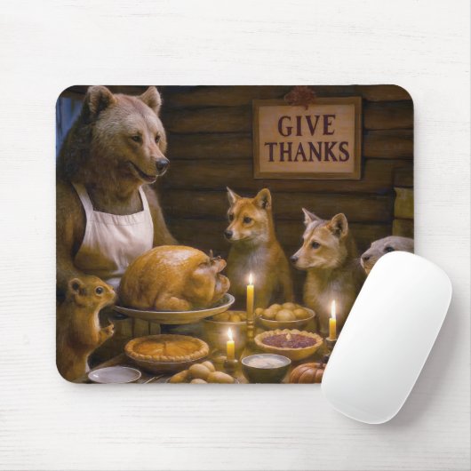 Erntedankfest Truthahn Dinner Mit Wildtieren Mousepad (Mit Mouse)