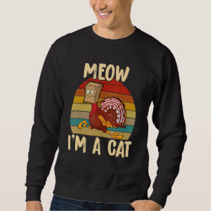 Erntedankfest Truthahn Falsche Katze Retro Frauen Sweatshirt
