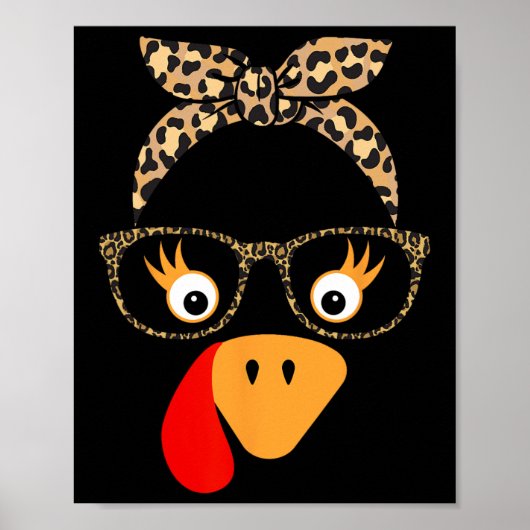 Erntedankfest Truthahn Gesicht Leopard Gles Für Fr Poster (Vorne)
