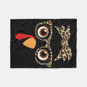 Erntedankfest Truthahn Gesicht Mädchen Leopard Bog Fleecedecke (Vorderseite (Horizontal))