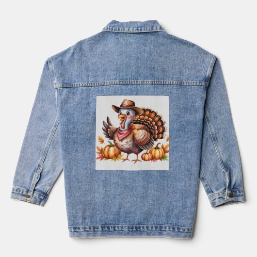 Erntedankfest Truthahn Herbst  Jeansjacke (Rückseite)