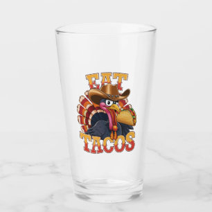 Erntedankfest Truthahn isst Tacos  Lustiger Mexika Glas