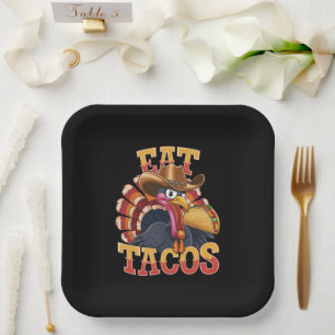 Erntedankfest Truthahn isst Tacos  Lustiger Mexika Pappteller