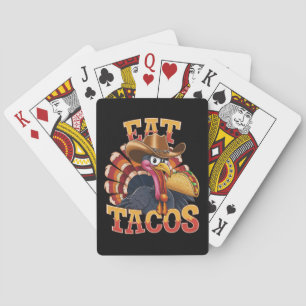 Erntedankfest Truthahn isst Tacos Lustiger Mexika Spielkarten