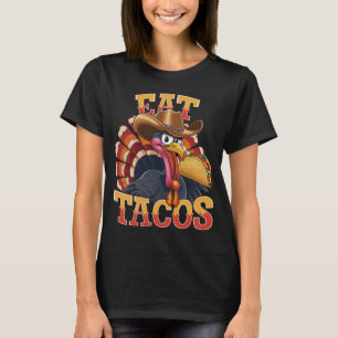 Erntedankfest Truthahn isst Tacos Lustiger Mexika T-Shirt