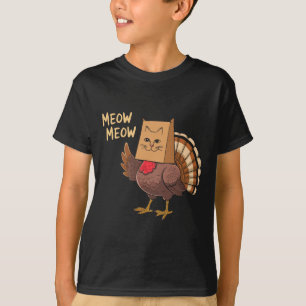 Erntedankfest Truthahn Katze Lustige Männer Frauen T-Shirt