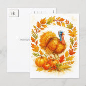 Erntedankfest Truthahn Kranz Postkarte (Vorne/Hinten)