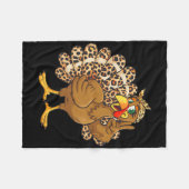 Erntedankfest Truthahn Leopard Süßer Truthahn Frau Fleecedecke (Vorderseite (Horizontal))