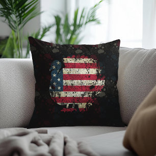 Erntedankfest Truthahn mit amerikanischer Flagge Kissen