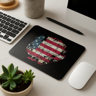 Erntedankfest Truthahn mit amerikanischer Flagge Mousepad