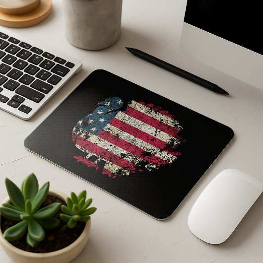 Erntedankfest Truthahn mit amerikanischer Flagge Mousepad