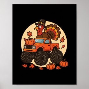 Erntedankfest Truthahn Monstertruck Herbst Spaß Ki Poster