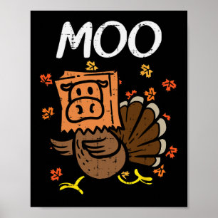 Erntedankfest Truthahn Moo Kuh Kopf Lustiger Herbs Poster